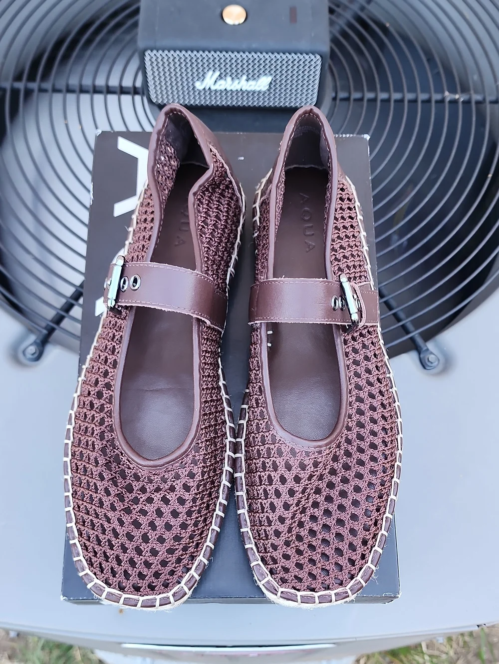 New Aqua AQ-Jolee Mary Jane Espadrille Flats in Brown, Sz. 9